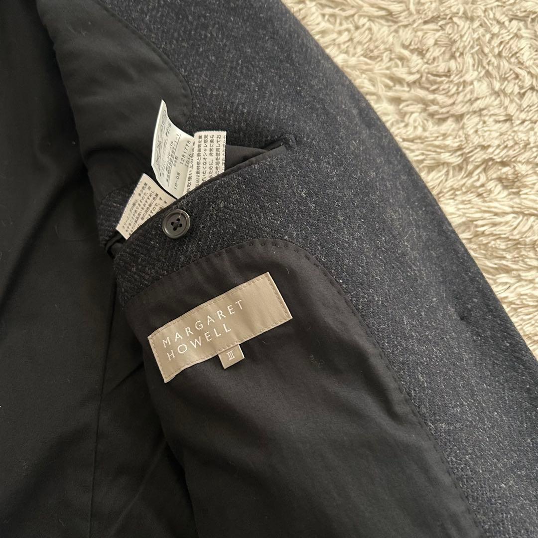 マーガレットハウエル ヘリンボーン ウール 比翼ボタン チェスターコート