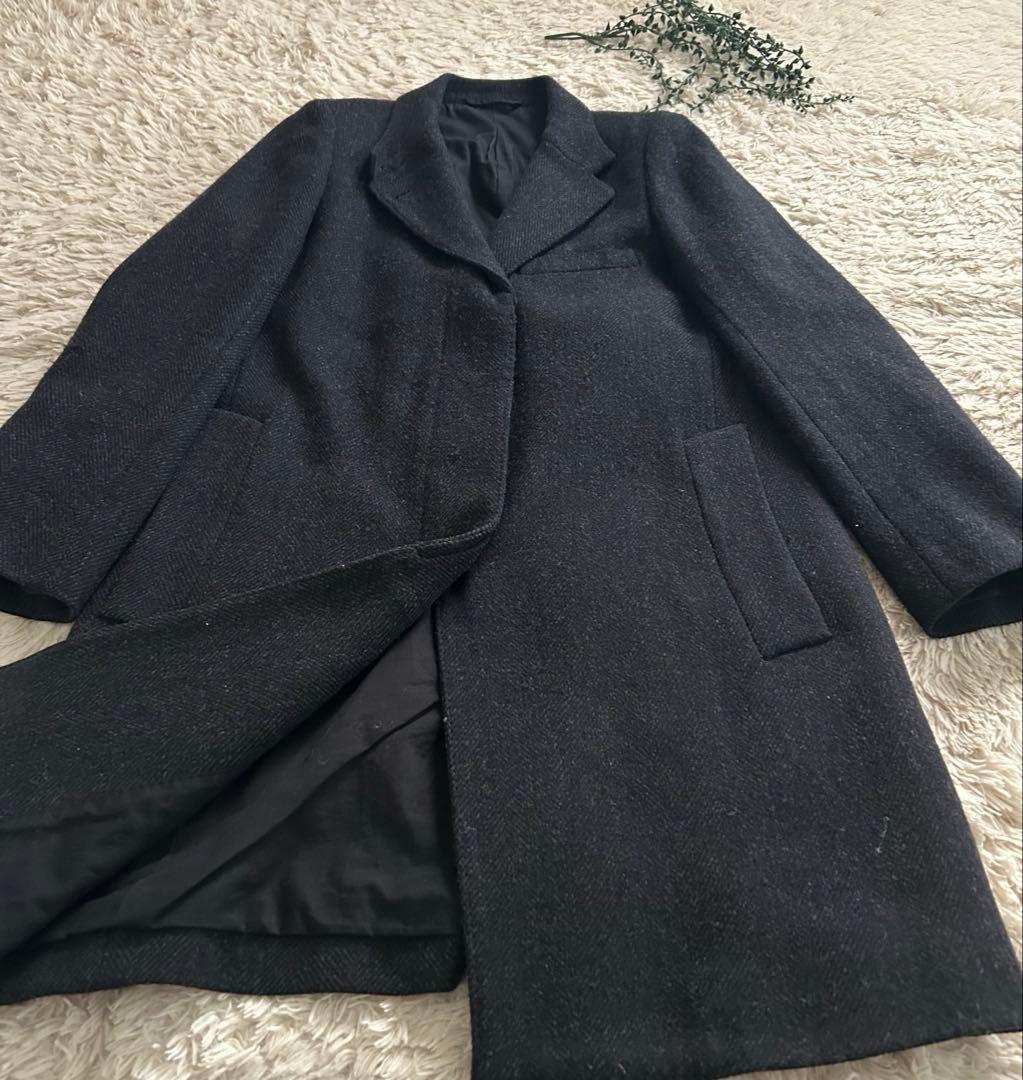 マーガレットハウエル ヘリンボーン ウール 比翼ボタン チェスターコート