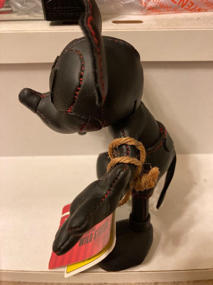 ディズニー レザーミッキーマウスぬいぐるみ　アンティークドール　タグ付き　レア