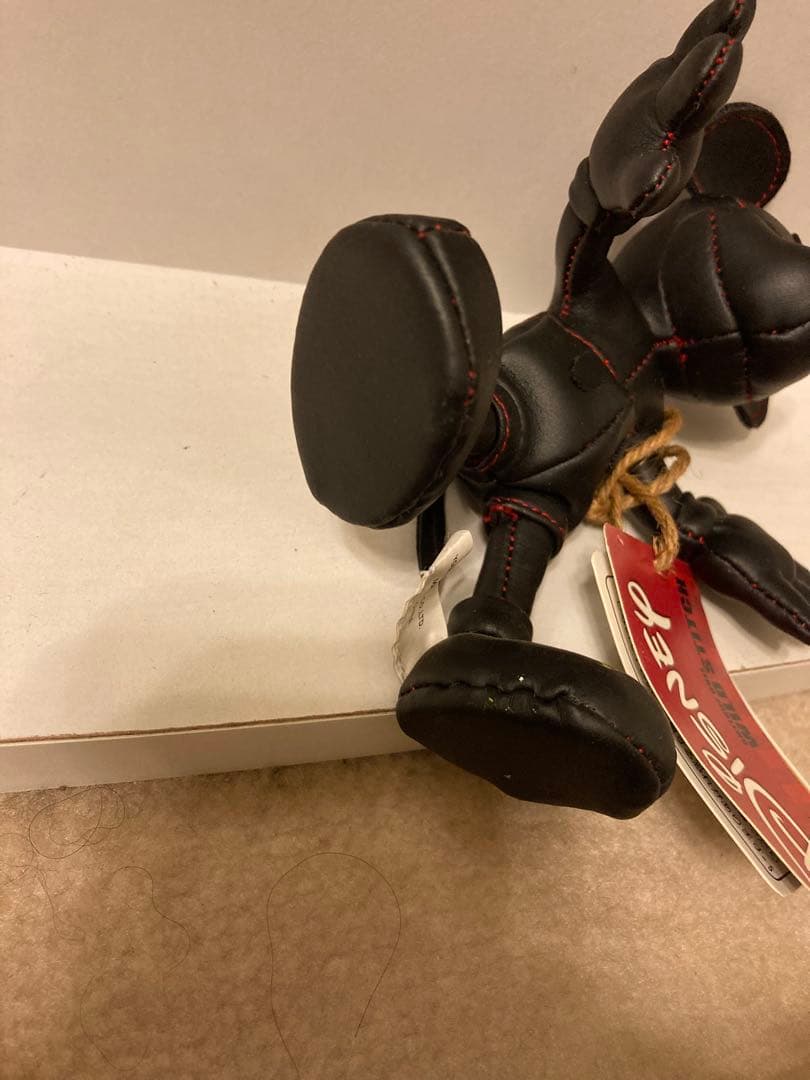 ディズニー レザーミッキーマウスぬいぐるみ　アンティークドール　タグ付き　レア