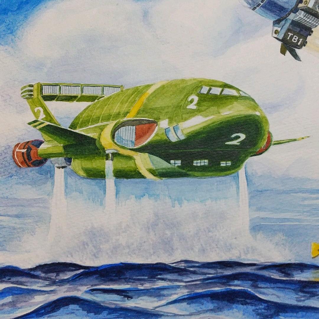 水彩画肉筆　サンダーバード