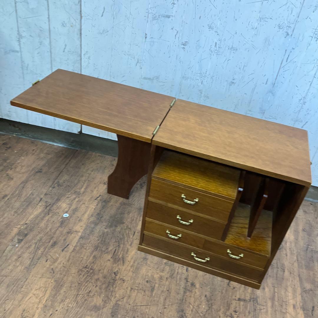 A-4 昭和レトロ ドロップリーフ式 テーブル 折りたたみ式 木製 収納棚