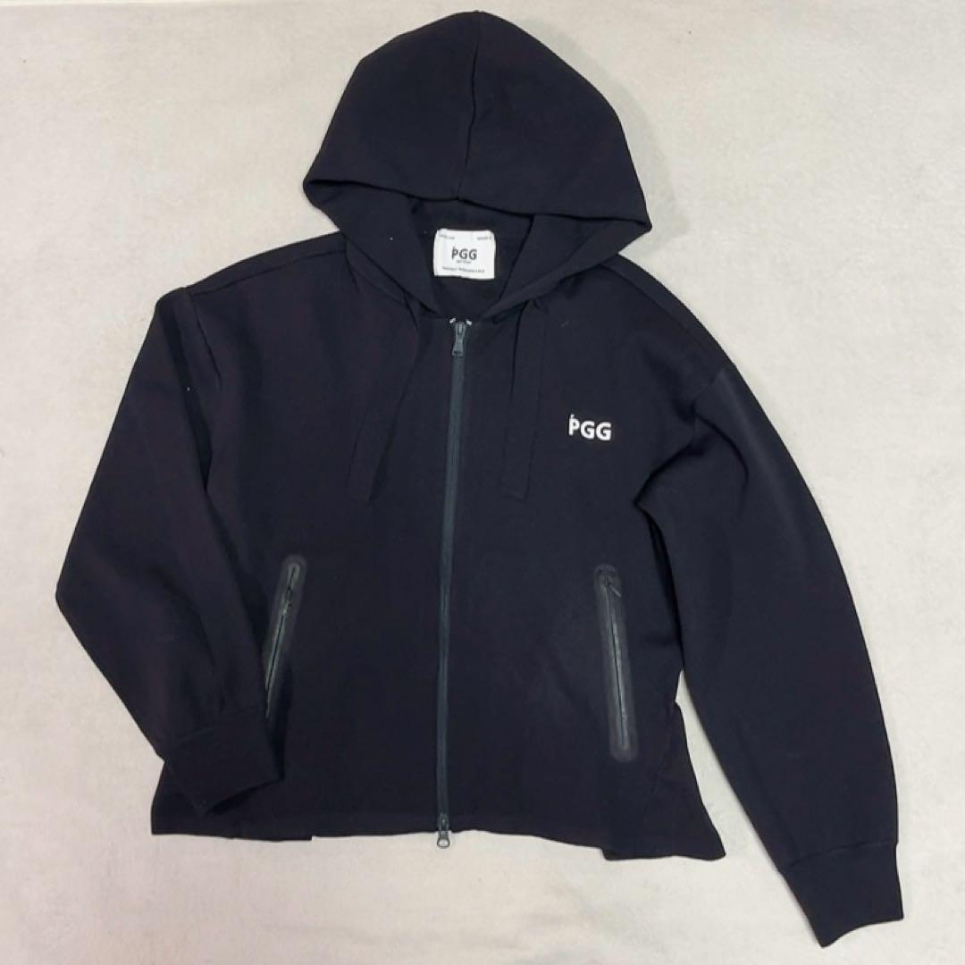 極美品　PGG パーリーゲイツ ジップパーカー ペプラム　ギャザー　ネイビー