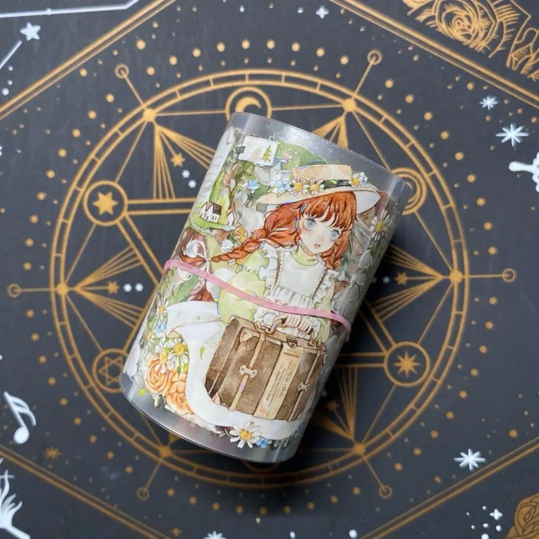 【9258】海外　マステ　中古巻　貝殻光マスキングテープ　人物系