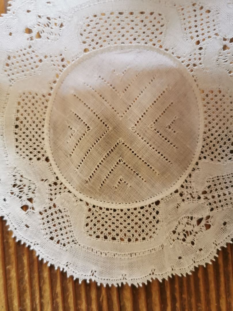 アンティークベルギー フランダースレース ドイリー 透かしクロス格子 2枚セット