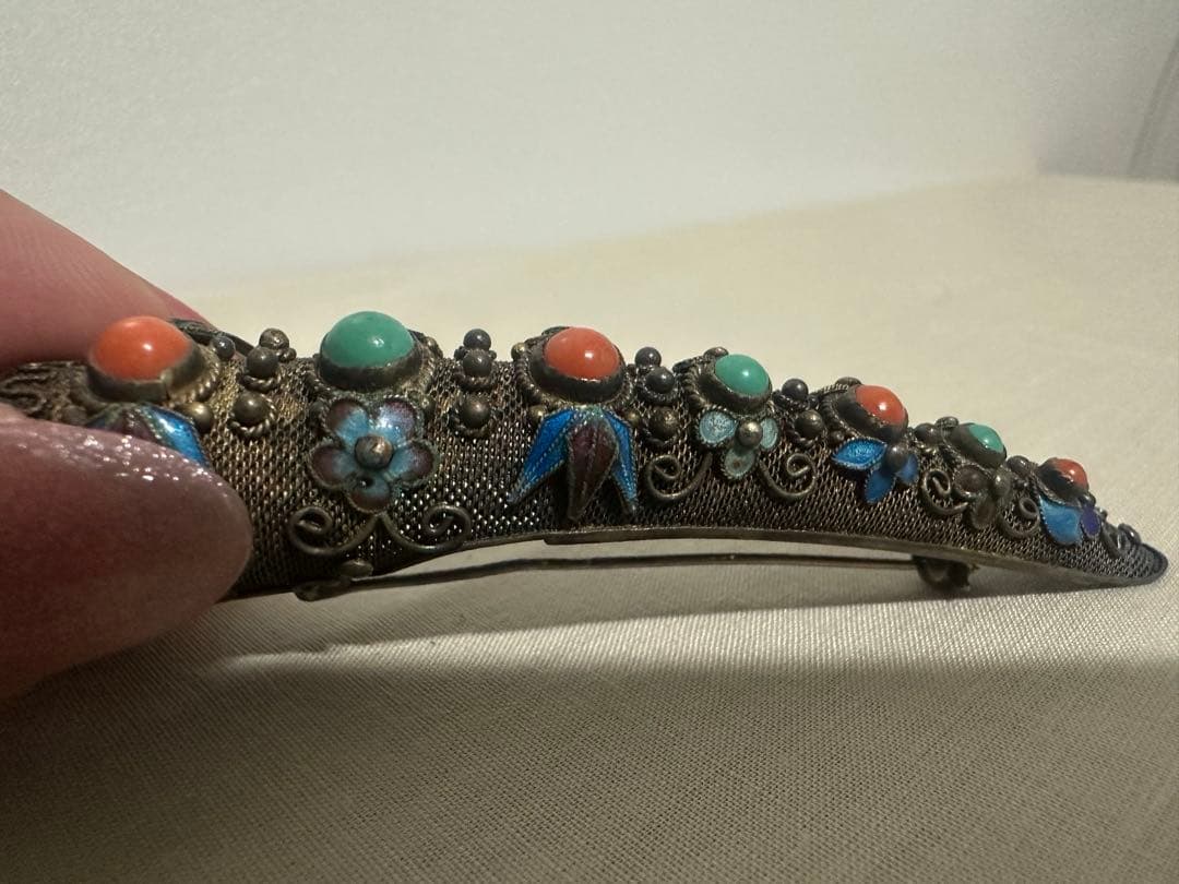 sk ヴィンテージ　アンティーク　ブローチ　中国七宝