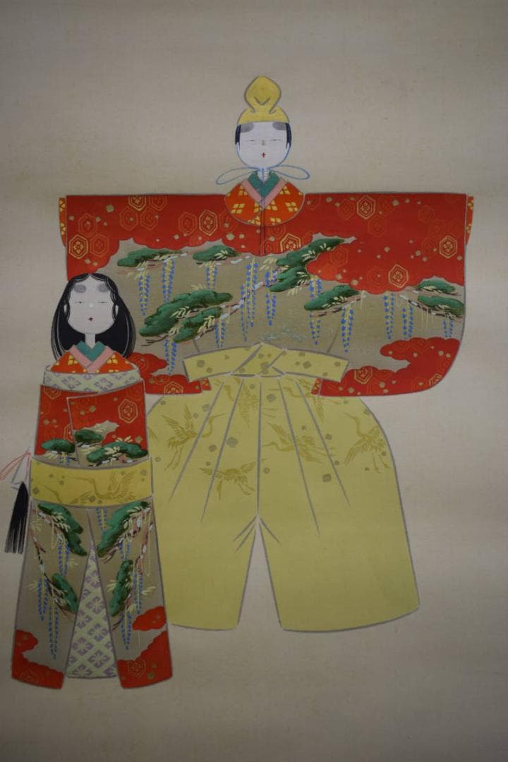 不詳/作者不詳/立雛図/桃の節句/布袋屋掛軸HJ-542