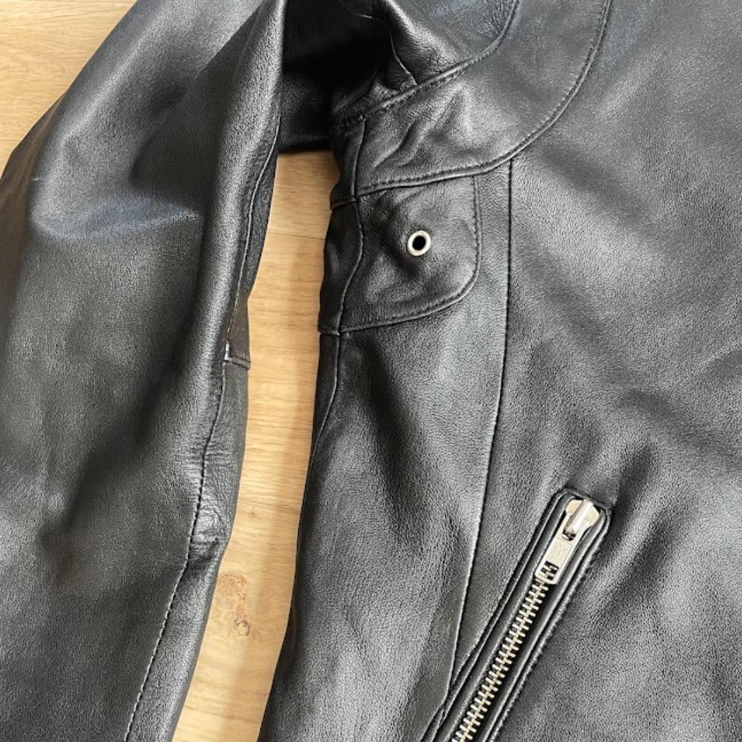 シングルライダースジャケット メンズ 黒 Lサイズ 本革 ラムレザー 革ジャン