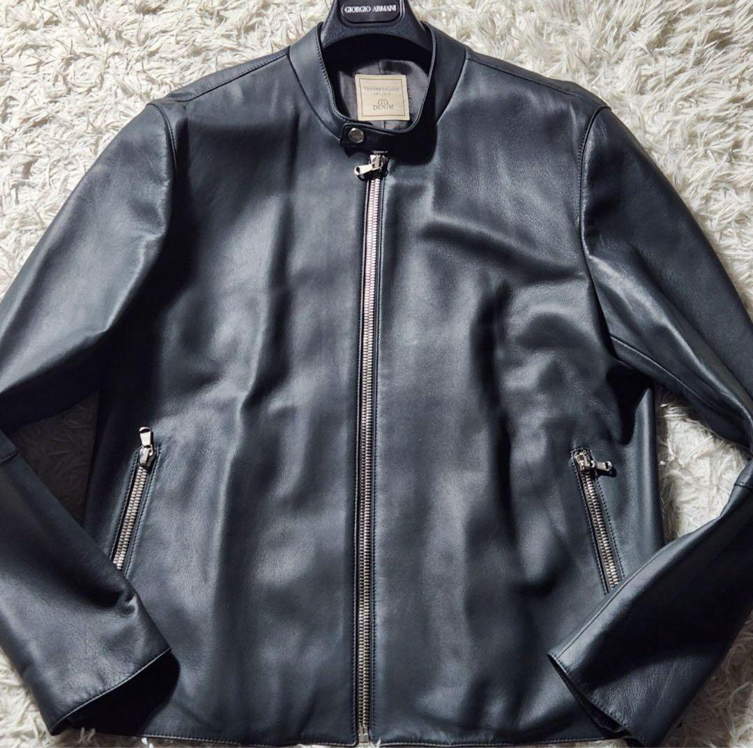 ［美品］DENIM×TOMORROWLAND ライダースジャケット 羊革