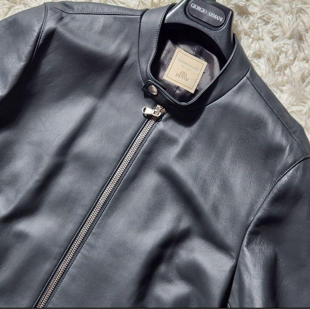 ［美品］DENIM×TOMORROWLAND ライダースジャケット 羊革