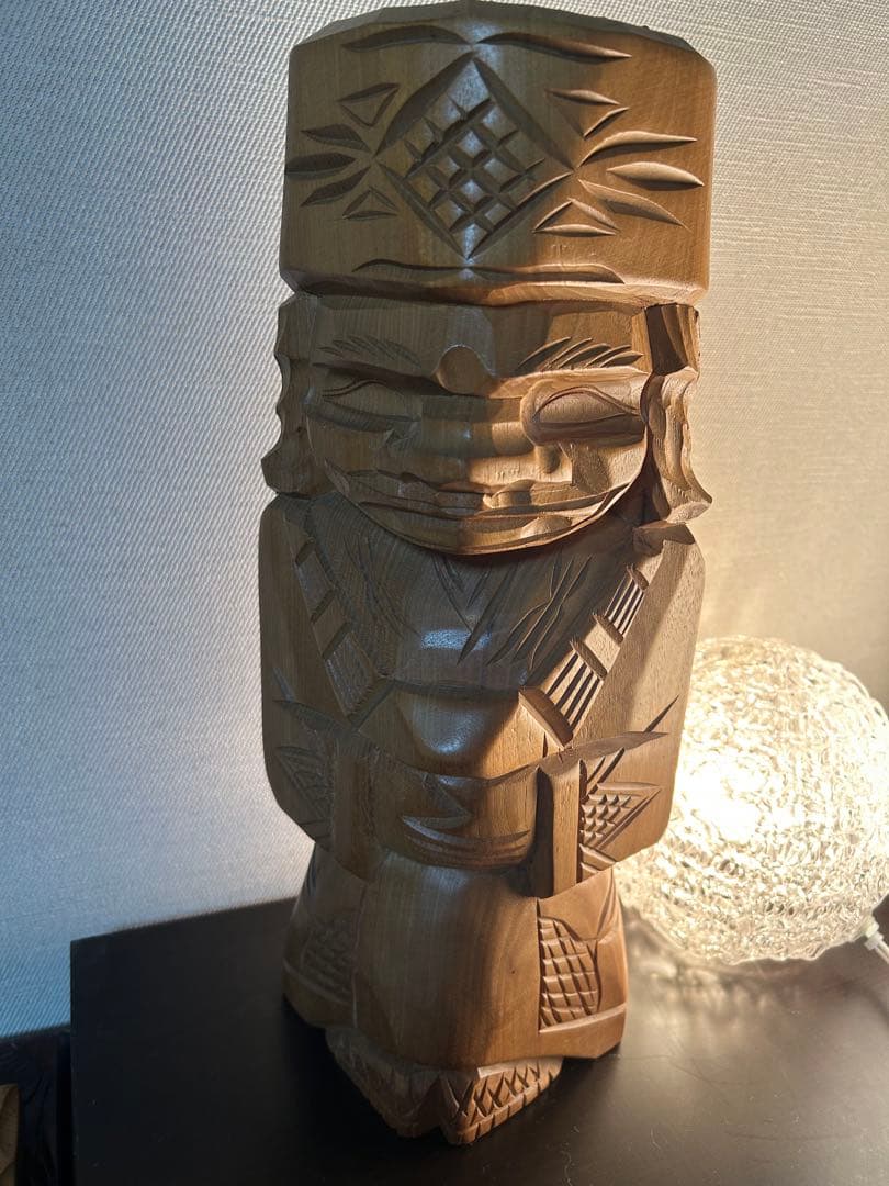 ビンテージ 木彫り ニポポ人形 夫婦 約40cm 幸福 家内安全　昭和レトロ希少