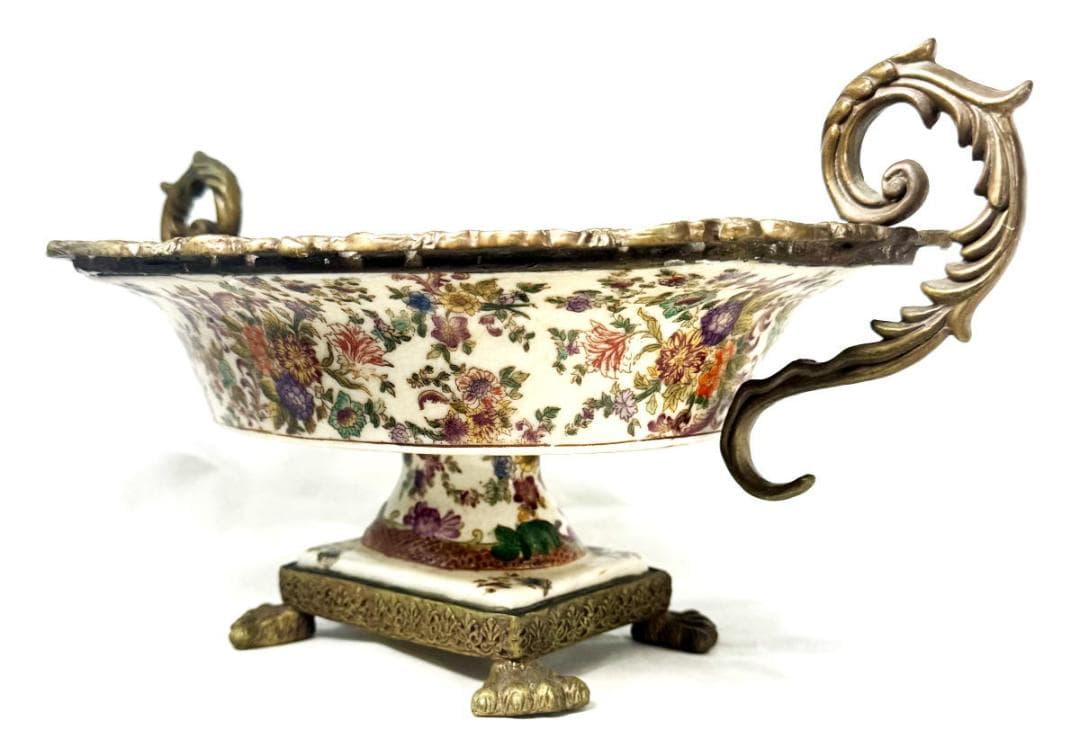 WL 1895 ウォン・リー磁器 ブロンズ 豪華な大きなボウル WWTT372