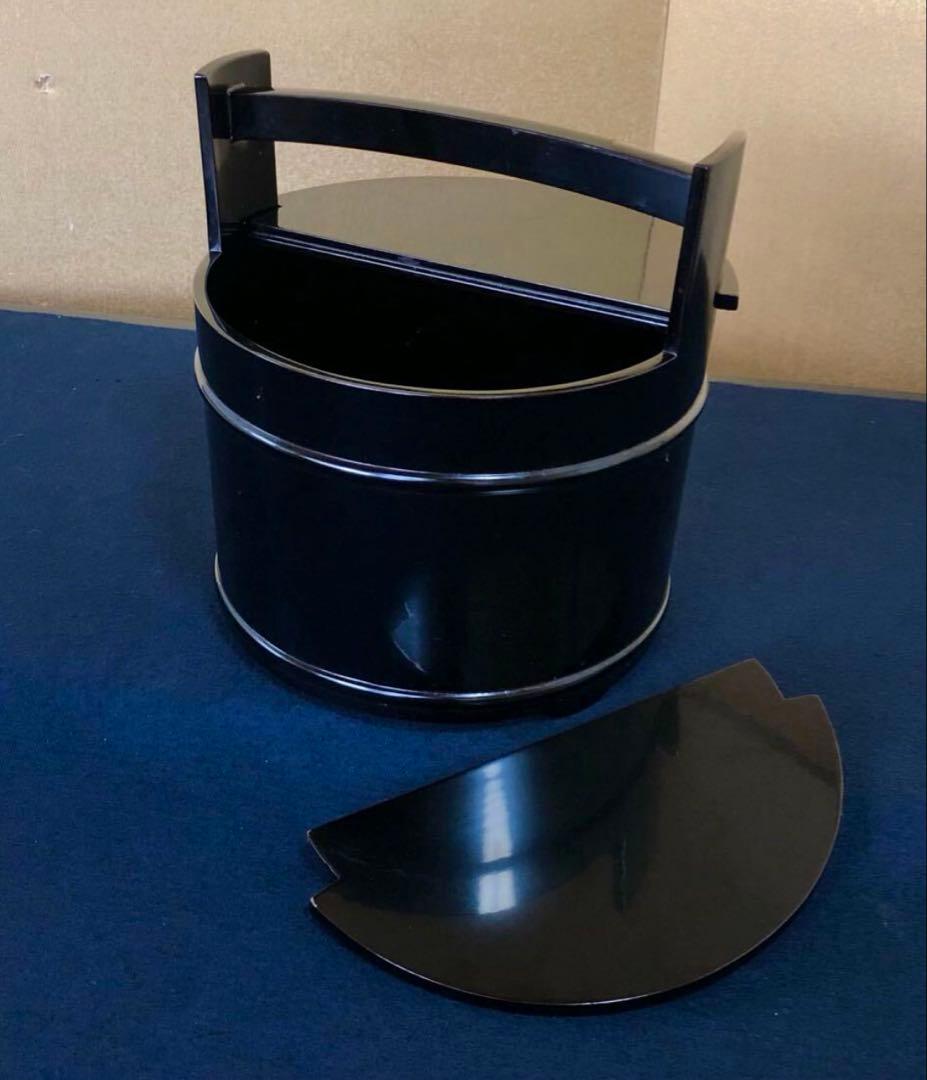 「祖」黒真塗 手桶水指 塗師 川瀬 表完 木製漆器 共箱 (台①)