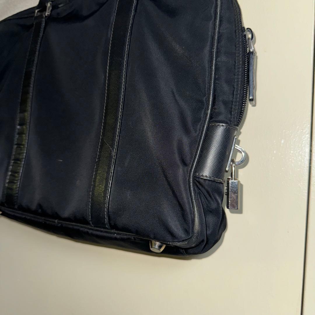 PRADA プラダ ビジネスバッグ ナイロン×サフィアーノ レザー ブラック 黒