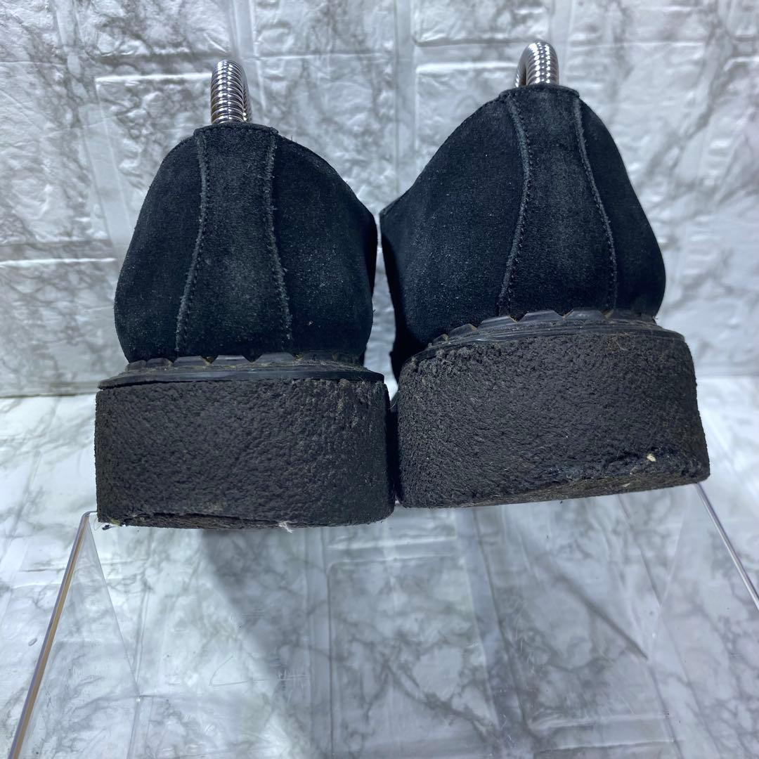 【E COX】スウェード　ラバーソール　黒　厚底 モカシン　アミアミ