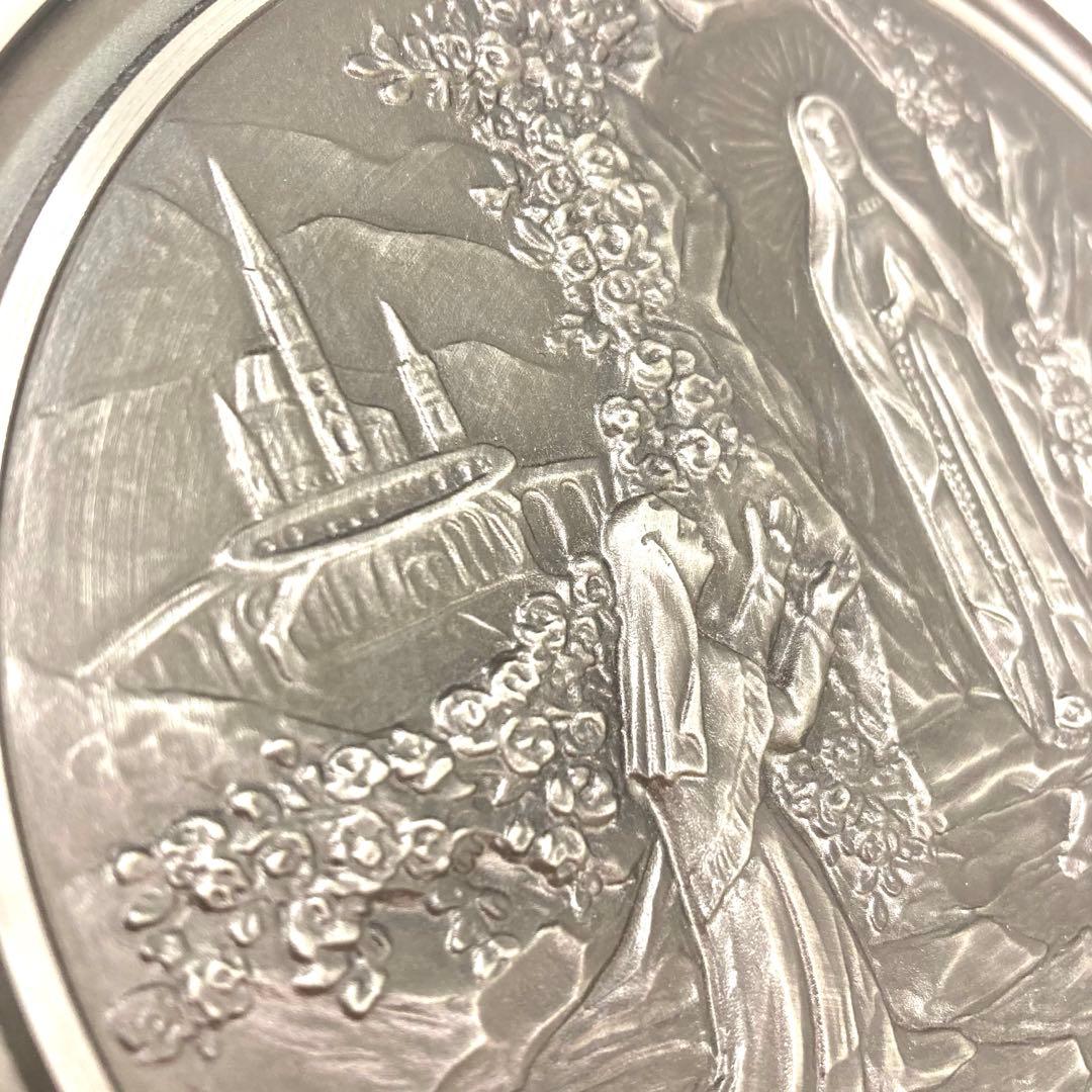 ルルドの聖母像 ピューター製プレート◇