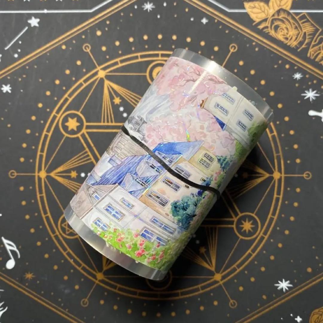 【9314】海外　中古巻　貝殻光マスキングテープ　背景装飾系　四季　残量多め