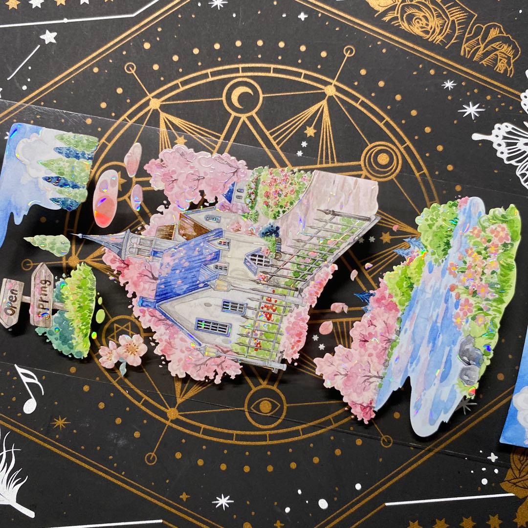 【9314】海外　中古巻　貝殻光マスキングテープ　背景装飾系　四季　残量多め