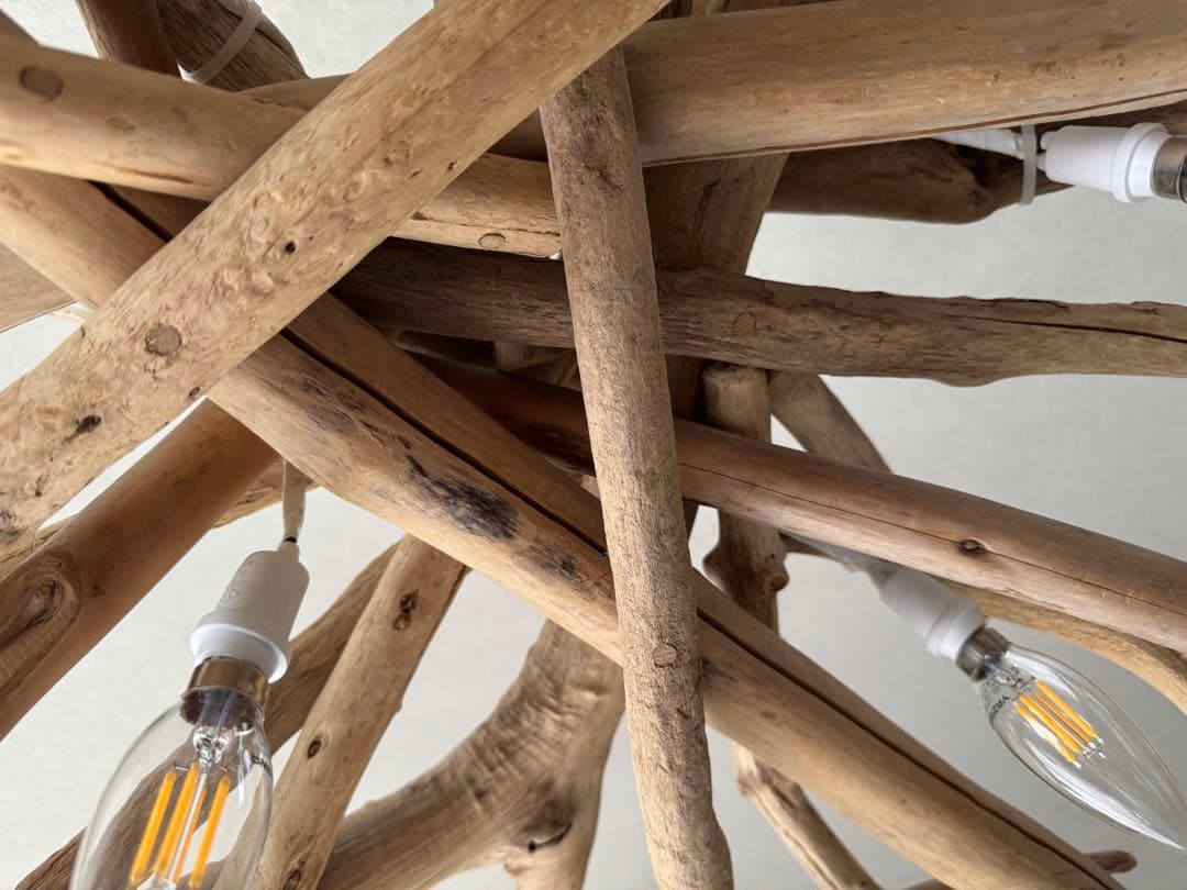 えにvintage感な流木5灯シーリングライト(LED電球付き)