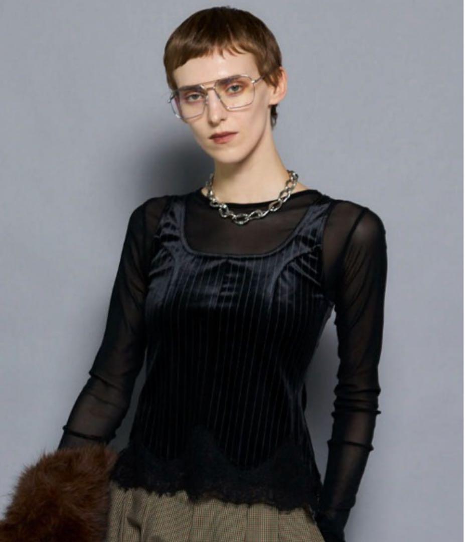 【MAISON SPECIAL】 Hem Lace Velvet TankTop