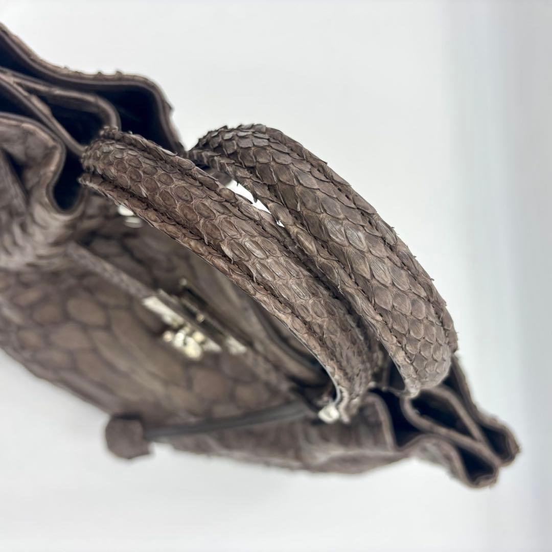 【美品】SUN REMY サンレミー パイソンレザー 錠付き ハンドバッグ