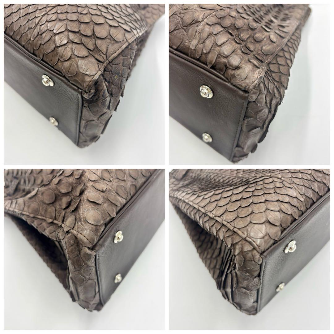 【美品】SUN REMY サンレミー パイソンレザー 錠付き ハンドバッグ