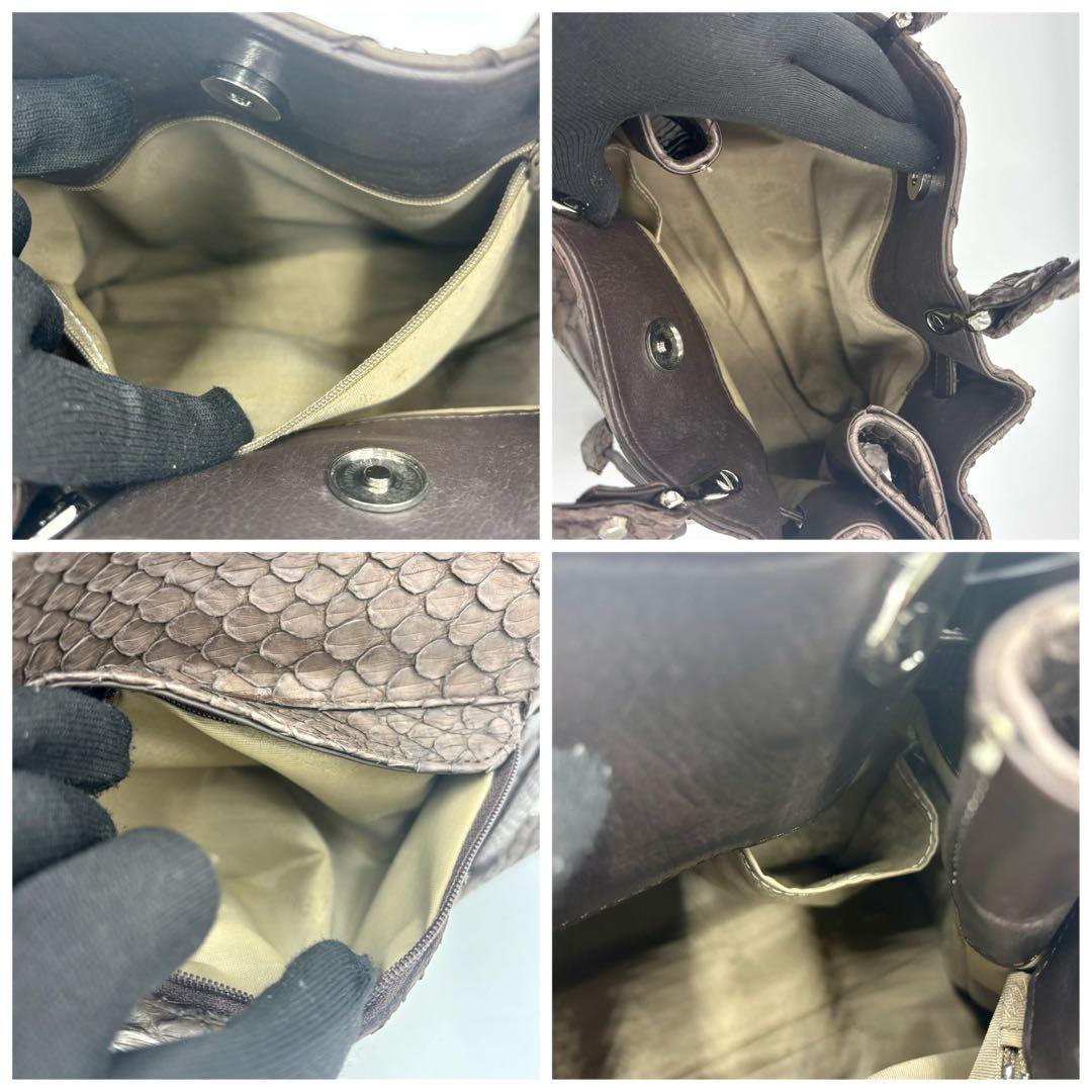 【美品】SUN REMY サンレミー パイソンレザー 錠付き ハンドバッグ