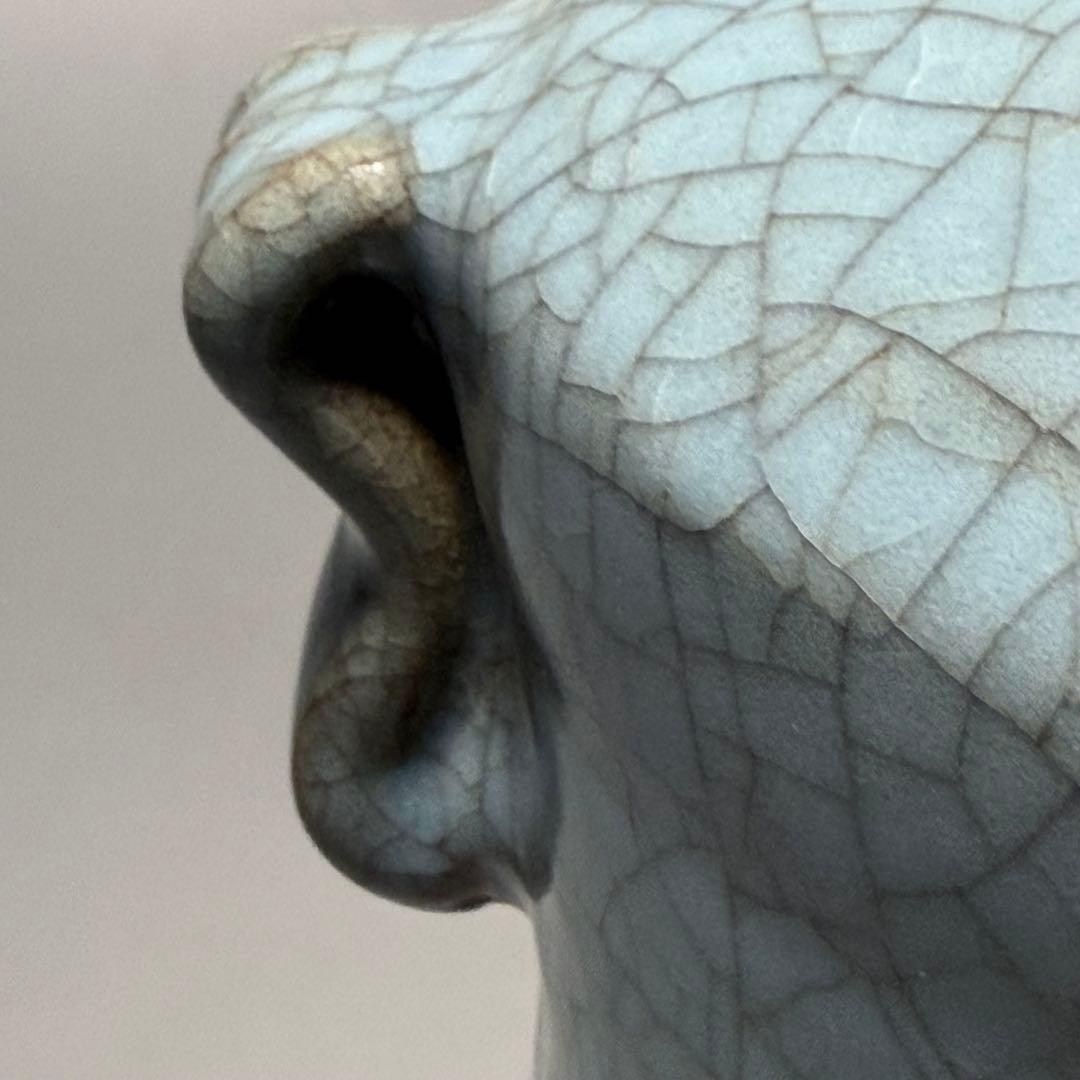 国重要無形文化財指定　中島宏　青磁耳付花生　高さ21cm　美しい貫入　共箱布　栞