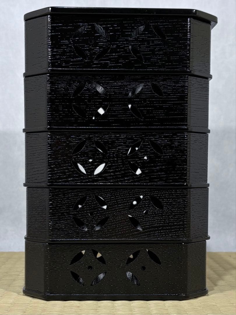 中塚拓也造　掻合塗 七宝段付 縁高重　美品　茶道　懐石　送料込