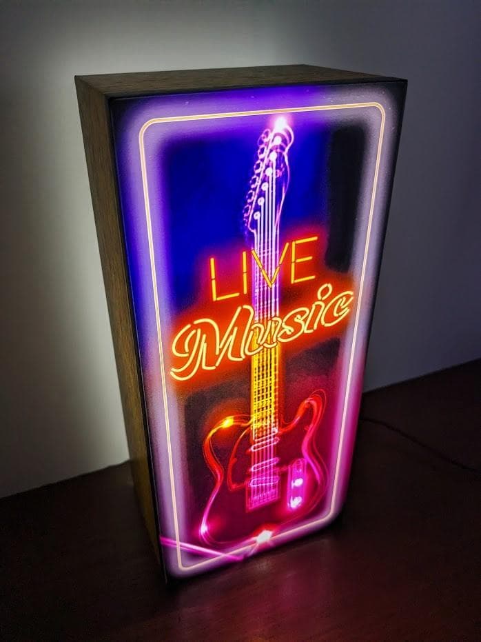 【Lサイズ】ライブ ミュージック エレキギター 看板 置物 雑貨 ライトBOX