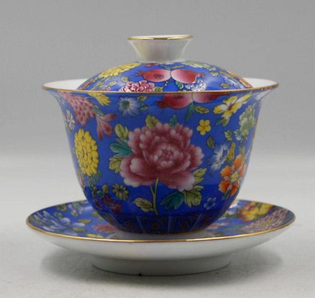 景徳鎮 磁器粉彩色万華蓋碗 高級な茶器 茶碗6個セット