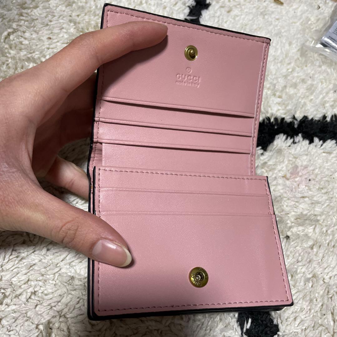GUCCI チェリー装飾 二つ折り財布 ピンク