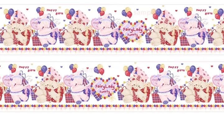 W1335.fairylady うさぎとくま マスキングテープ