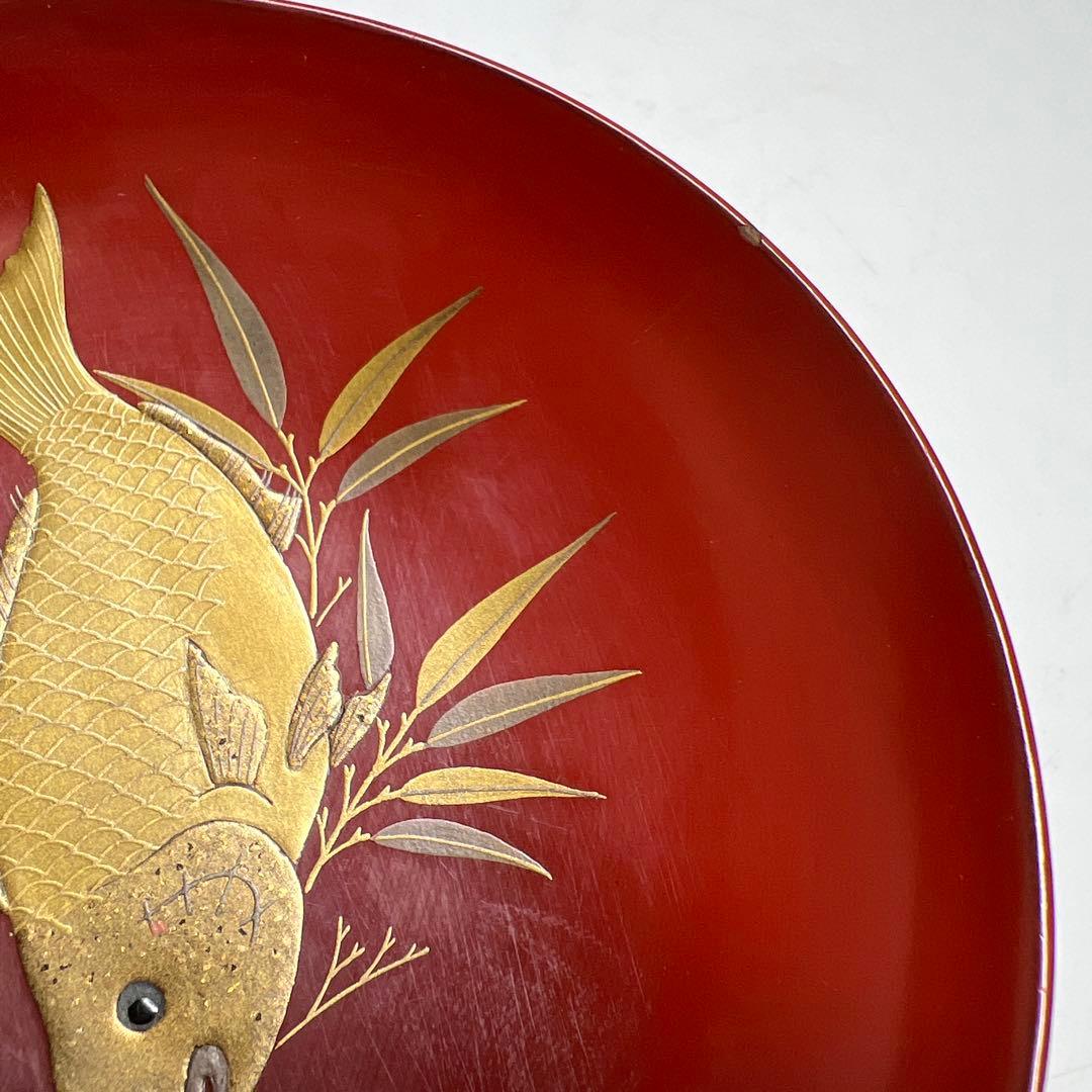 上手　盛蒔絵鯛盃一対　木箱付　直径約9㎝　東Y7-1125☆2F