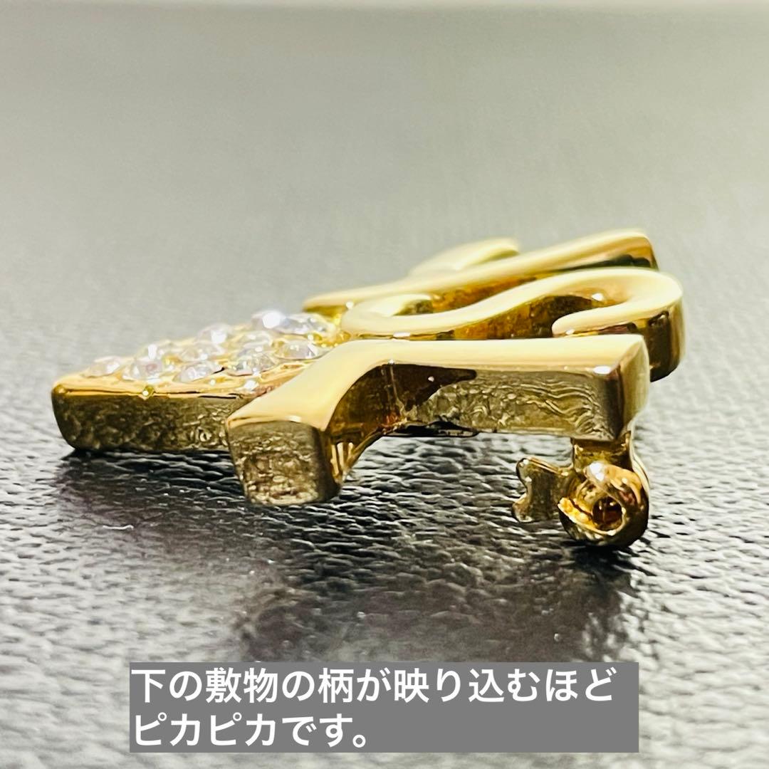 【美品/刻印】サンローラン YSL ロゴ ハート ピカピカ ブローチ ゴールド