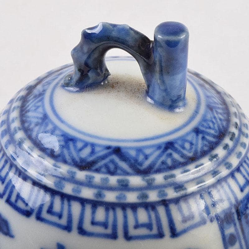 九谷焼　九谷清々軒　矢口永寿造　染付　花文　鐘香合　共箱　V　R9194