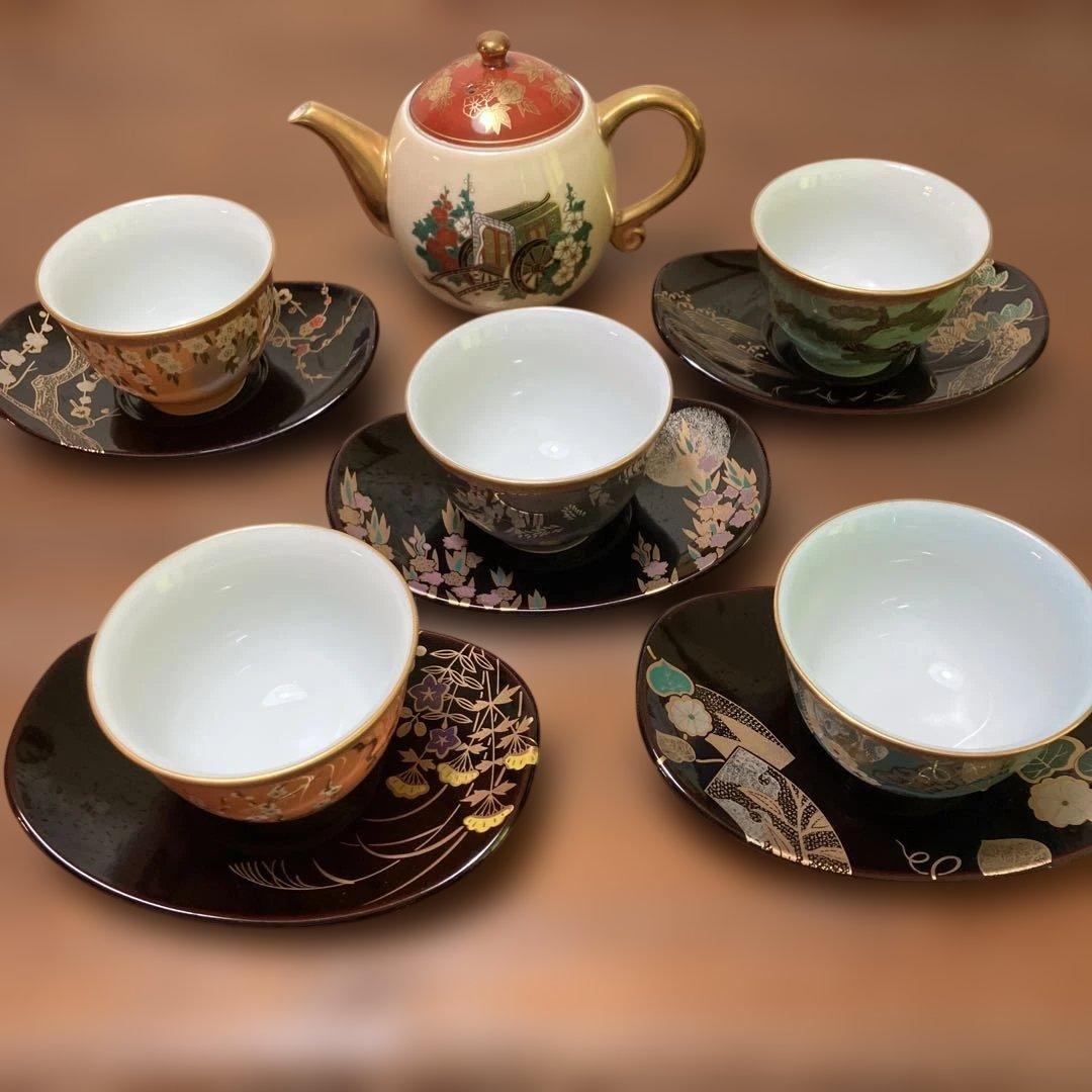 源氏物語　茶道具セット 急須と茶碗5個　清兵衛窯