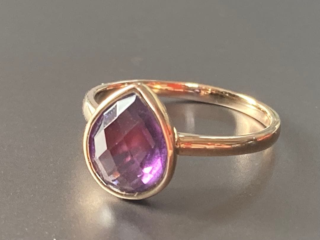 ネ*コ様 TAKANO ティアドロップリング　K18ピンクゴールド　アメジスト