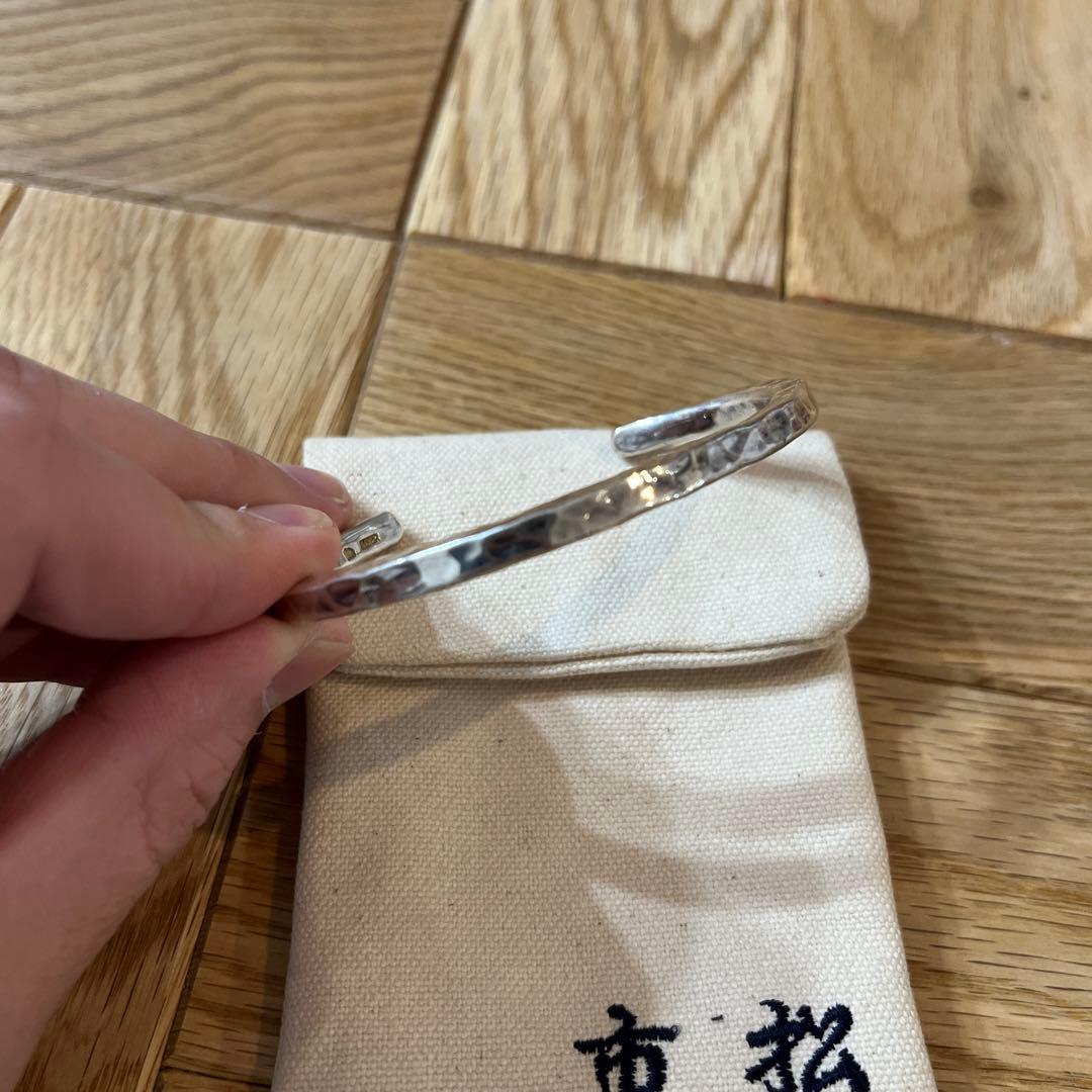 市松 ブレスレット バングル シルバー 3面打ちバングル