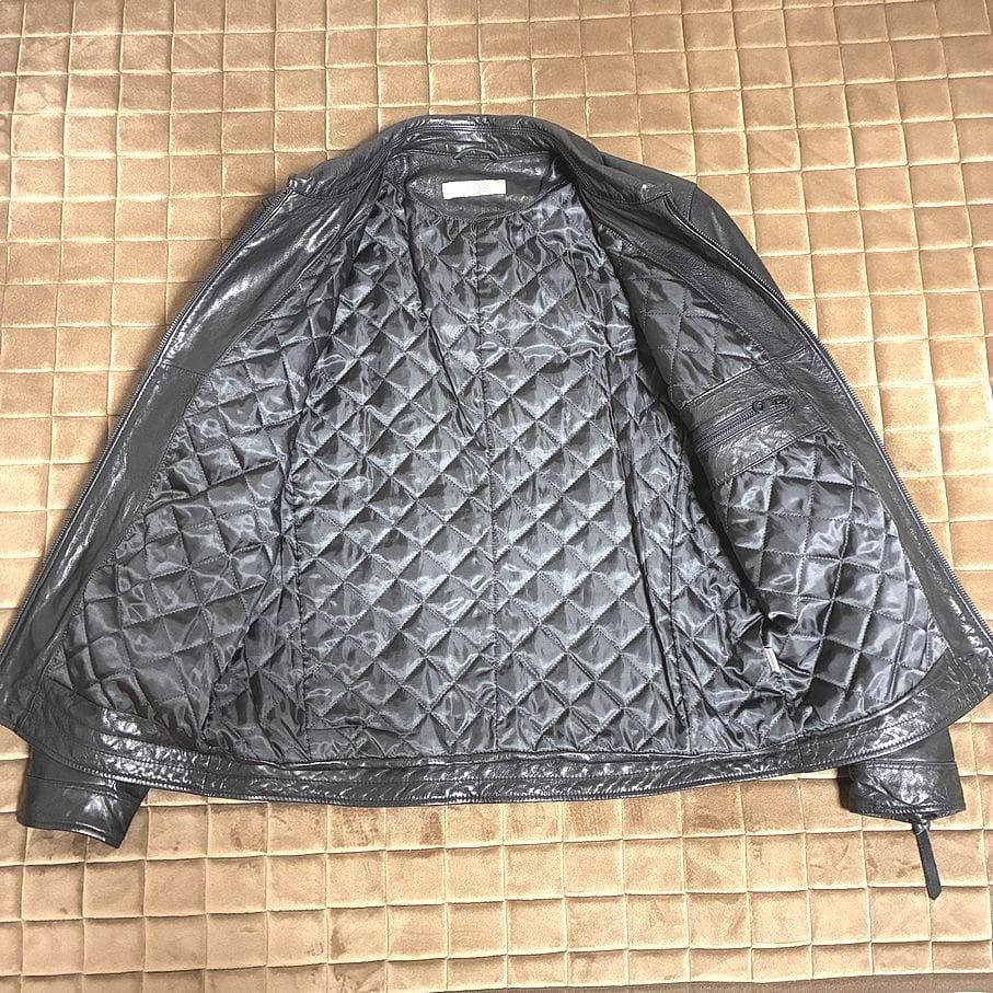 ほぼ新品ナノユニバース■中綿オイルドレザー SライダースMブラック/サーモライト