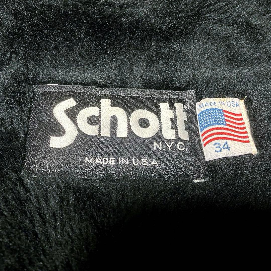 ボアライナー付 schott ショット 141 立襟黒革シングルライダース 34