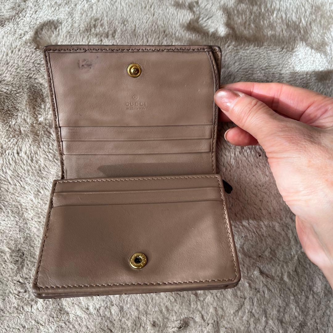GUCCI マーモント二つ折り財布 ベージュ レザー