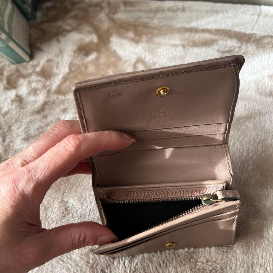 GUCCI マーモント二つ折り財布 ベージュ レザー