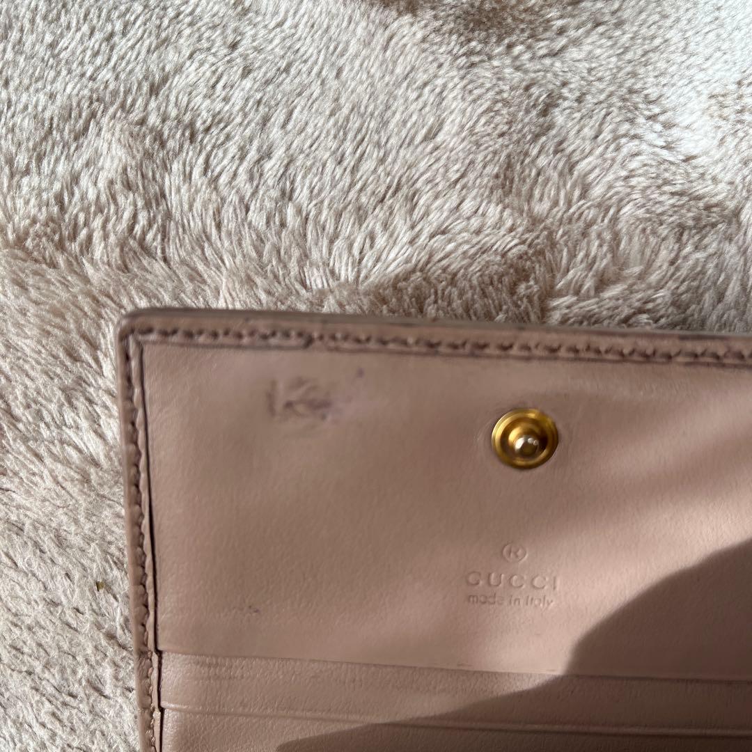 GUCCI マーモント二つ折り財布 ベージュ レザー