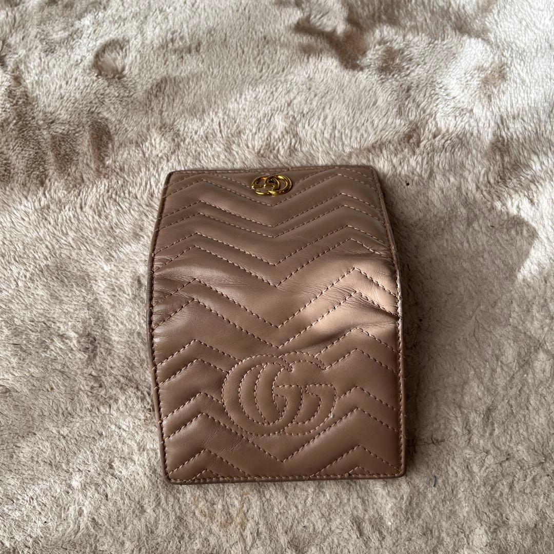 GUCCI マーモント二つ折り財布 ベージュ レザー