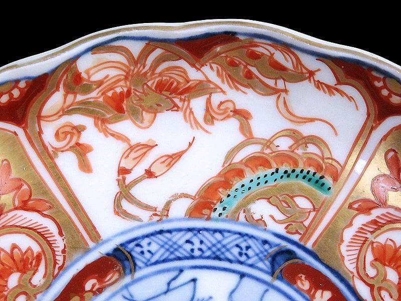 古伊万里 金襴手　鳳凰に龍の図　4寸皿　４枚　D43AS-fbuy5