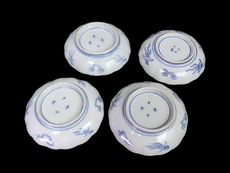 古伊万里 金襴手　鳳凰に龍の図　4寸皿　４枚　D43AS-fbuy5