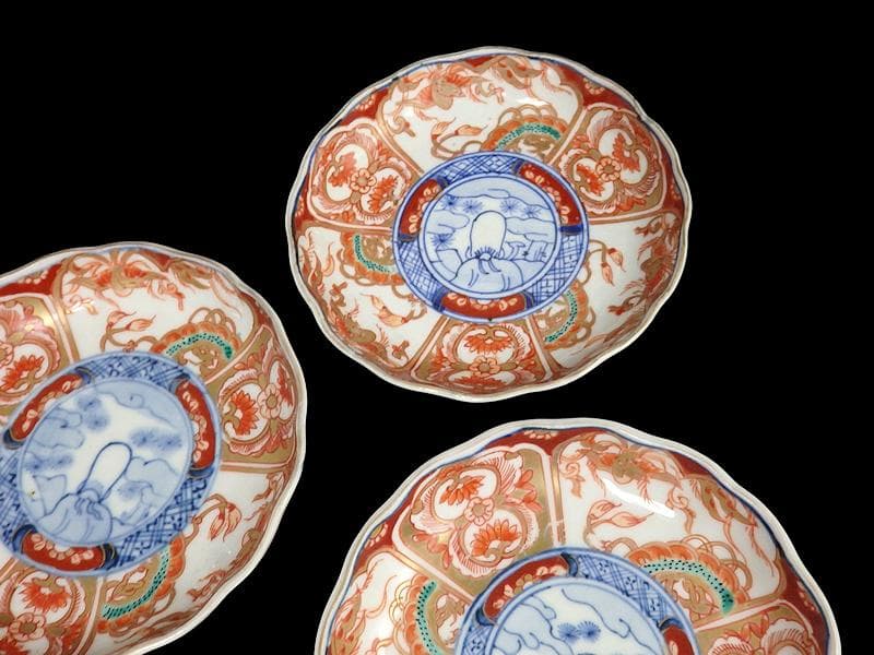 古伊万里 金襴手　鳳凰に龍の図　4寸皿　４枚　D43AS-fbuy5