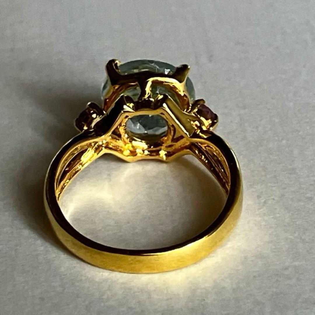 4.5ct アクアマリン・アメジストリング・指輪シルバー K18金YGゴールド