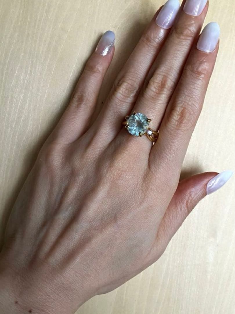 4.5ct アクアマリン・アメジストリング・指輪シルバー K18金YGゴールド